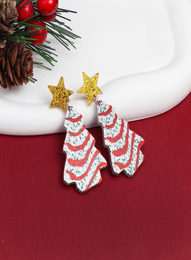 أقراط شجرة عيد الميلاد اللامعة، أقراط مرصعة على شكل نجمة من الأكريليك، أقراط متدلية خفيفة الوزن مزينة بترتر ملون، هدية مثالية لعيد الميلاد، إكسسوارات مميزة، هدية صداقة لها - Image 2