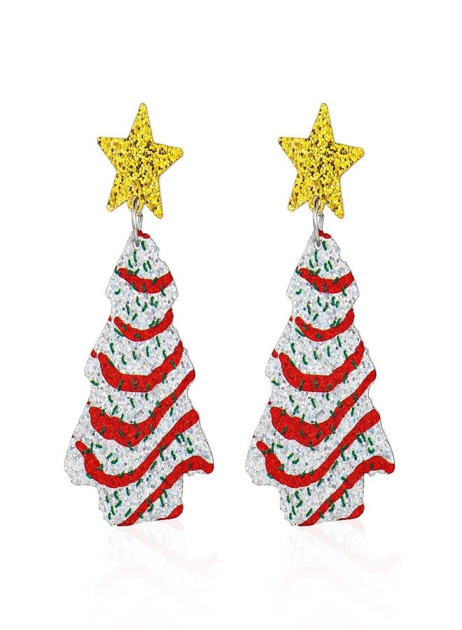 أقراط شجرة عيد الميلاد اللامعة، أقراط مرصعة على شكل نجمة من الأكريليك، أقراط متدلية خفيفة الوزن مزينة بترتر ملون، هدية مثالية لعيد الميلاد، إكسسوارات مميزة، هدية صداقة لها - Image 1