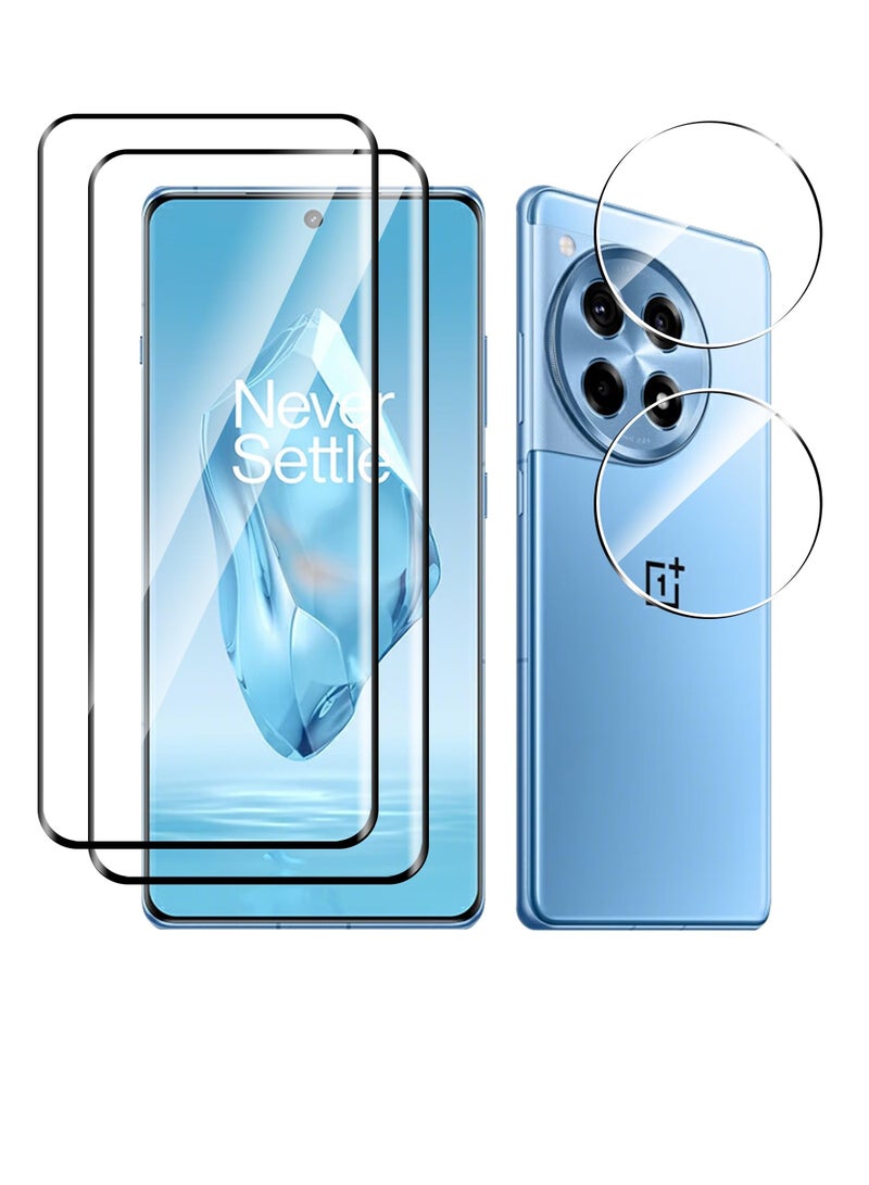 Excefore For OnePlus 12R Screen Protector with Camera Lens Protector, 9H Hardness Anti-Scratch 3D Tempered Glass flim, Case Friendly, Anti-Scratch 2+2 PACK - Image 1