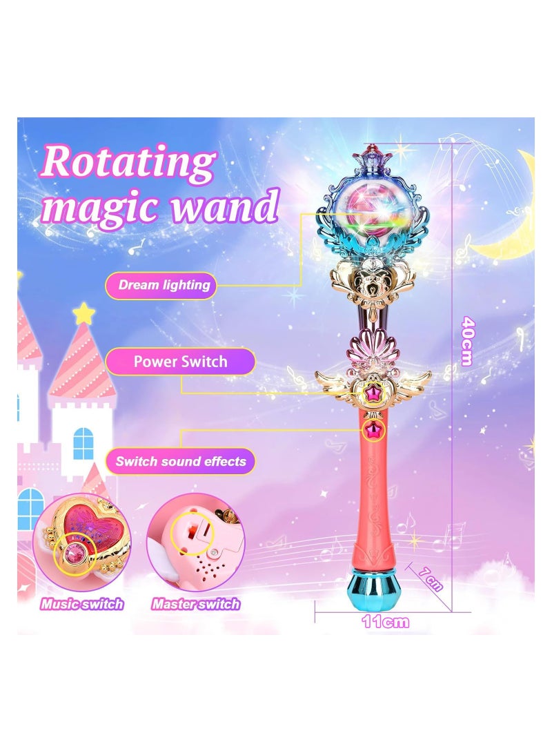 Excefore Princess Toys Light Up Magic Wand for Girls, Fairy Wand and Necklace with Spinning LED Light and Sound, Girl Birthday Party Favors, Gifts for Kids  - Image 5
