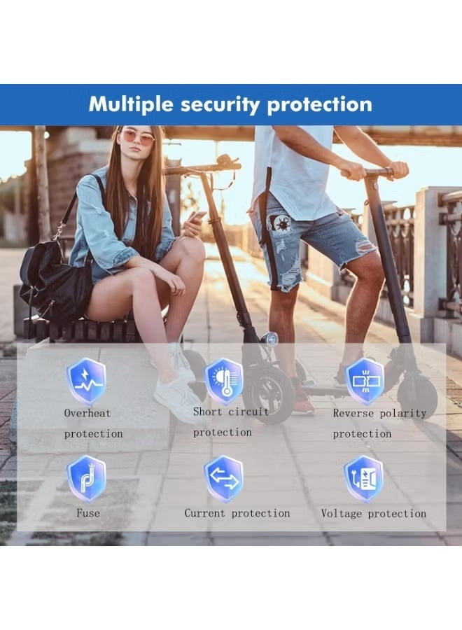 شاحن دراجة كهربائية سريعة 36 فولت 2 أمبير، مع 4 موصلات، متوافق مع دراجات Xiaomi M365/الدراجات الكهربائية، مقاوم للماء وحماية من الشحن الزائد (مؤشر LED) - Image 4