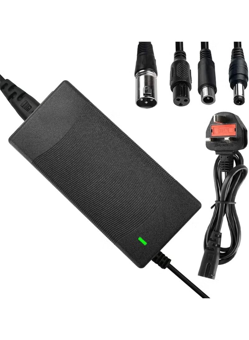شاحن دراجة كهربائية سريعة 36 فولت 2 أمبير، مع 4 موصلات، متوافق مع دراجات Xiaomi M365/الدراجات الكهربائية، مقاوم للماء وحماية من الشحن الزائد (مؤشر LED) - Image 1