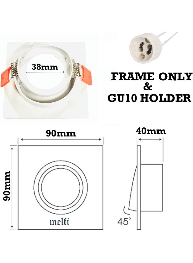 melfi Melfi Square Ceiling Spot Adjustable Fixture With Sleek Square Frame For Modern Interiors - Efficient, Easy Installation, Ideal For Living Room, Kitchen, And Office (White Frame With Mr16 Holder)  - Image 2