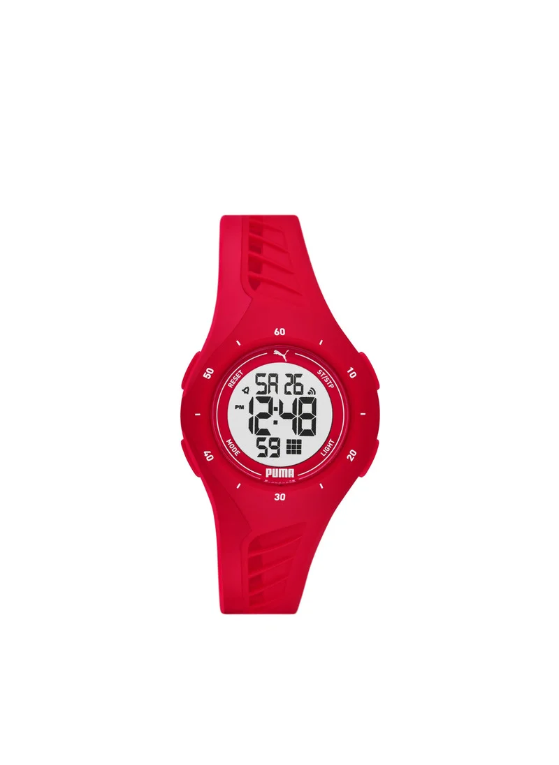 PUMA Unisex Digital Watch With Red Polyurethane Strap - 3 ATM - PU P6023