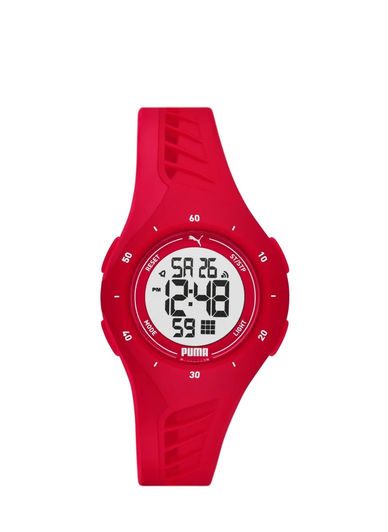 بوما Unisex Digital Watch With Red Polyurethane Strap - 3 ATM - PU P6023