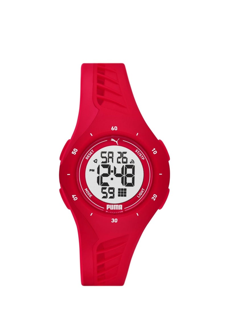 PUMA Unisex Digital Watch With Red Polyurethane Strap - 3 ATM - PU P6023  - Image 1
