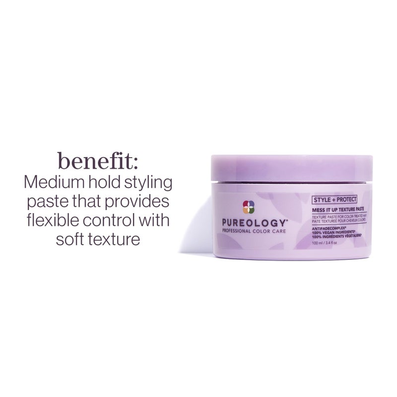 Pureology Style + Protect Mess It Up Texture Paste For Color-Treated Hair - Provides Medium Hold Texture and Shine, Sulfate-Free & Vegan - Image 2