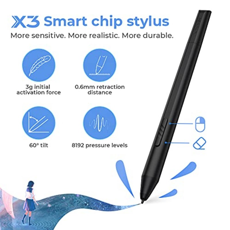 XP-PEN Artist12_2nd شاشة عرض رسومات لقلم الرسم مقاس 11.9 بوصة، شاشة رسم بتقنية مغلفة بالكامل مع وظيفة إمالة، قلم ذكي X3 خالي من البطاريات، اتصال USB-C كامل المواصفات باللون الأسود - Image 4