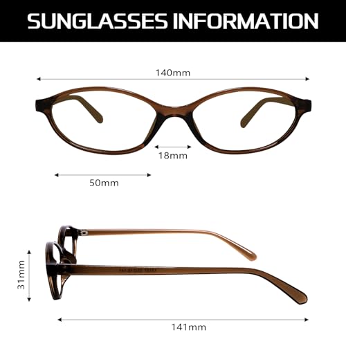 GUVIVI Retro Oval Blue Light Block Glasses for Women Chic Cat Eye Sunglasses 90s Sunnies Lightweight Shades - Image 4