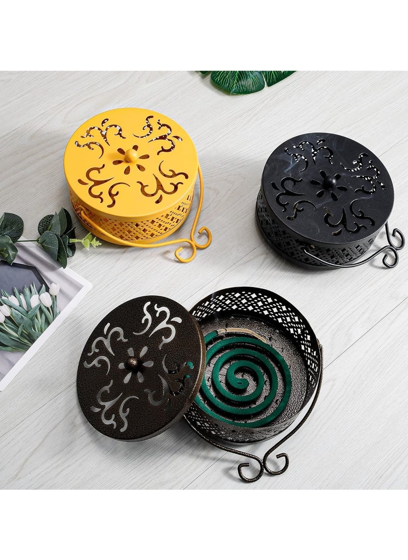NOAEOU - 2 PCS Portable Mosquito Coil Holder, Mosquito Coil Box with Round Handle, Fireproof and Scaldproof, Incense Burner Holder, Mosquitoes Repellent Burning With Handle for Home Outdoor Pool-Side Patio Camping (Bronze) - Image 1
