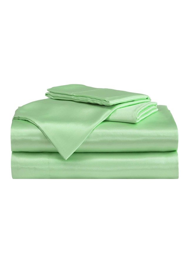 Betsey Johnson - Queen Bed Sheets, Satin Bedding Set with Matching Pillowcases, Wrinkle & Fade Resistant, Silky Smooth for Healthy Hair (Green) - Image 1