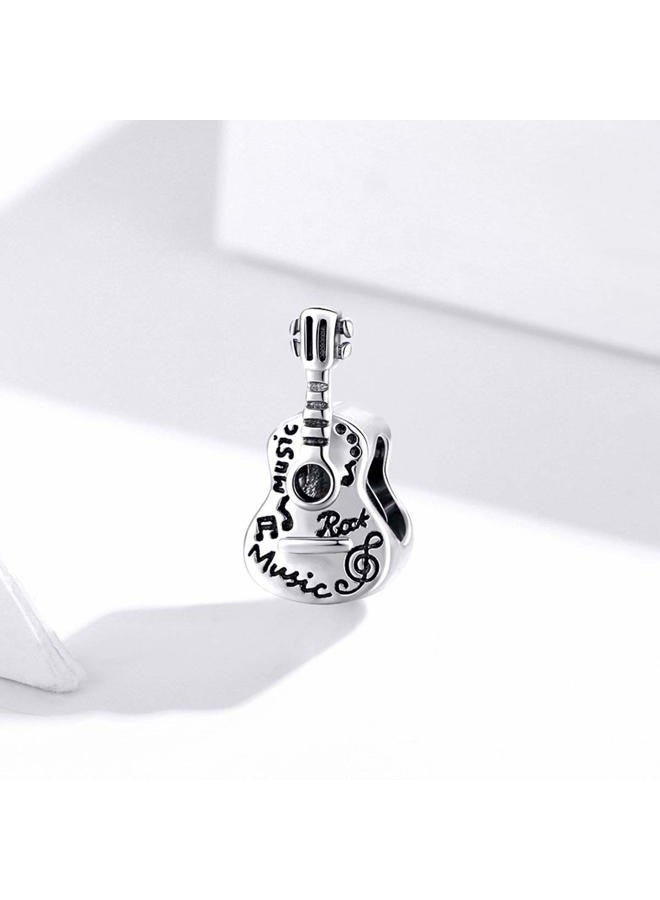 LAMOONY Guitar Charm 925 Sterling Silver Note Charm Music Charm Rainbow Charm Puzzle Charm Love Charm for Pandora Charm Bracelet (Guitar A) - Image 5