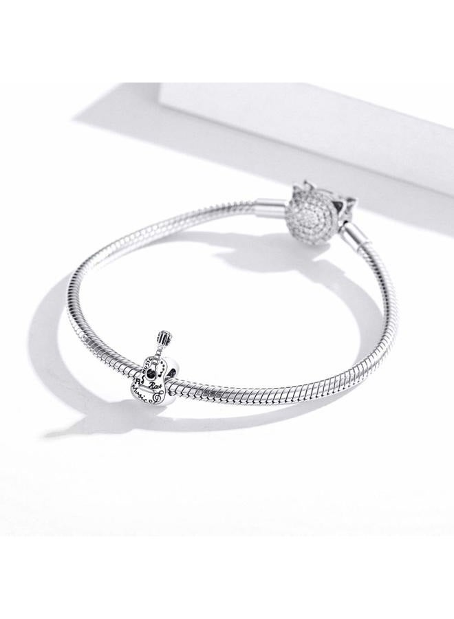 LAMOONY Guitar Charm 925 Sterling Silver Note Charm Music Charm Rainbow Charm Puzzle Charm Love Charm for Pandora Charm Bracelet (Guitar A) - Image 4