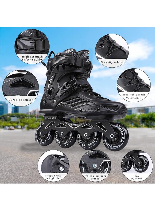 Favarey - Inline Skates for Adults and Men, Professional Roller Skates with Ankle Support for Girls and Boys, Outdoor Indoor Inline Skates for Children, Beginners, Unisex, Size 40 - Image 1
