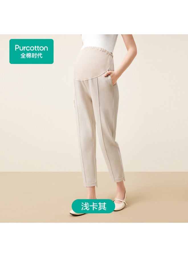 purcotton سروال حمل محبوك للكاحل لفصل الخريف والشتاء، حزام خصر مرن، تصميم ساق مستقيم، أنيق وعصري للتنقل - Image 2