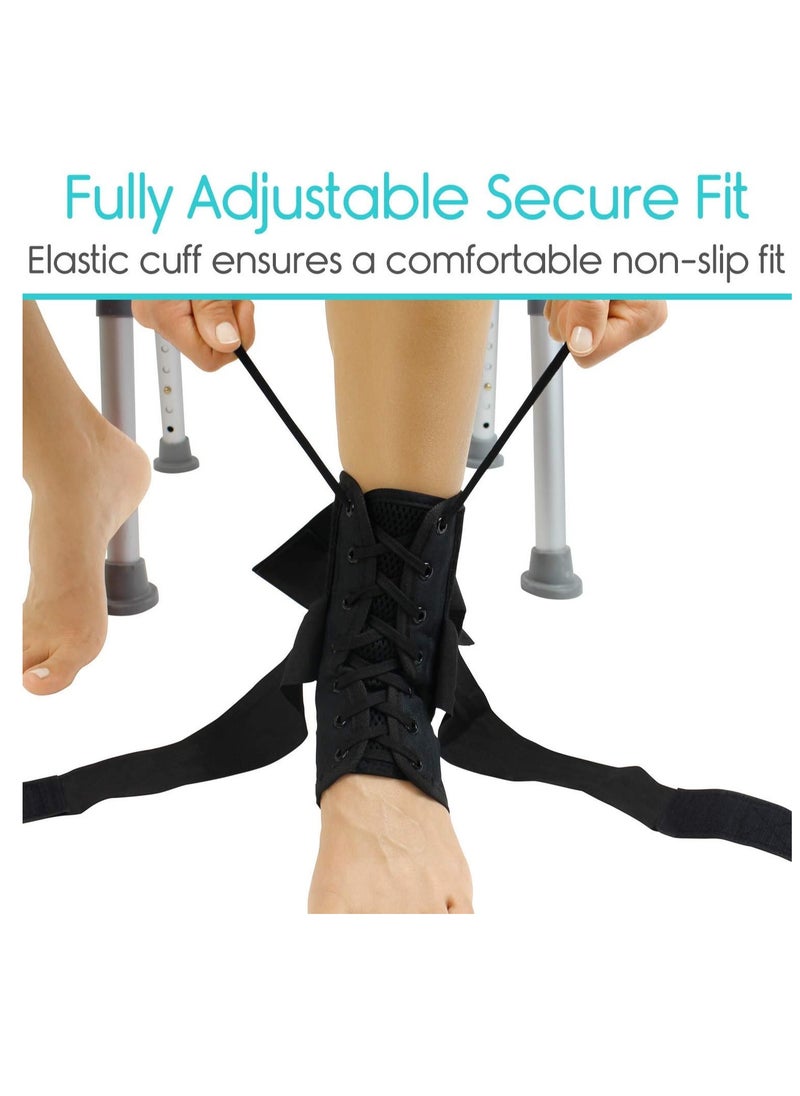 SYOSI - Laced Ankle Brace Lace Up Foot Support Stabilizer Compression Sleeve Sprained Adjustable Leg Splint Sprain Rolled Immobilizer Wrap Guard for Running Volleyball  (Large) - Image 1