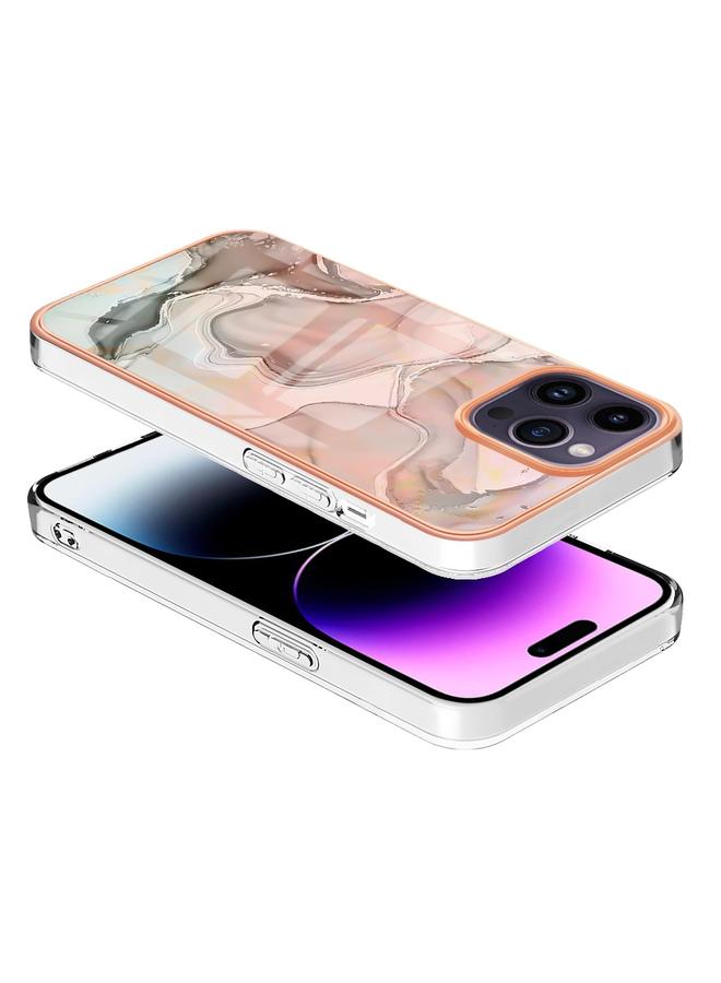 S-TOP Case For iPhone 16 Pro Max Electroplating Marble Dual-side IMD Phone Case - Image 3