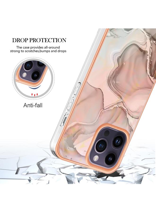 S-TOP Case For iPhone 16 Pro Max Electroplating Marble Dual-side IMD Phone Case - Image 5