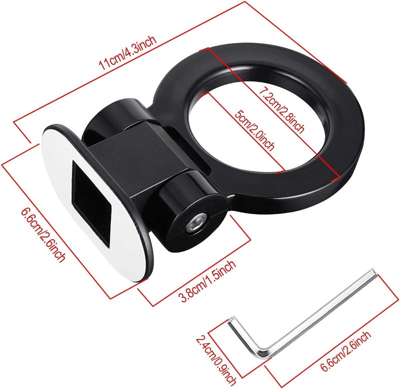 AutoBizarre Car Dummy Tow Hook Bumper Tow Hook 180 Degree Adjustable Self-Adhesive Round O-Shaped Vehicle Towing Hook for Car Decoration Universal for All Cars, SUV (Black) - Image 2