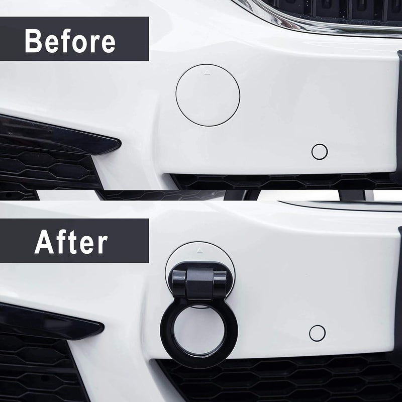 AutoBizarre Car Dummy Tow Hook Bumper Tow Hook 180 Degree Adjustable Self-Adhesive Round O-Shaped Vehicle Towing Hook for Car Decoration Universal for All Cars, SUV (Black) - Image 5