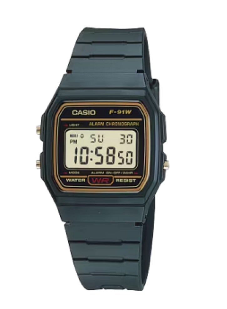 كاسيو ساعة كاسيو الرقمية للشباب - هيكل من الراتنج مقاس 38.2 مم، ساعة إيقاف، ضوء LED أخضر، منبه يومي، بطارية تدوم 7 سنوات، تنسيق 12/24 ساعة، تقويم تلقائي، مقاومة للماء - للجنسين - Image 1