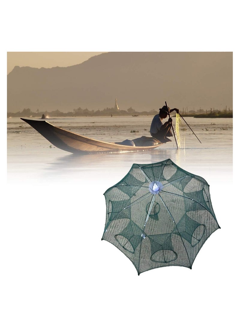 Foldable Automatic Fishing Net Bait Cast Mesh Trap Minnow Crawfish Shrimp 8 Hole 2mm - Image 1