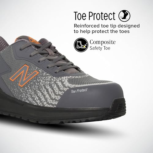 New Balance Composite Toe Safety Shoe for Men Speedware - Slip Resistant, Puncture Resistant, Electrical Hazard, Grey/Orange, 10.5 Medium - Image 3