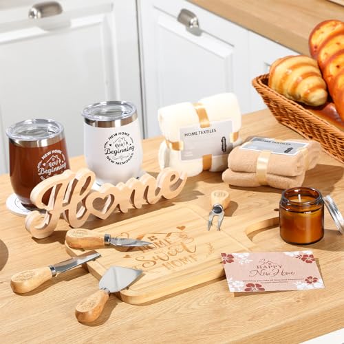 RimCereal Housewarming Gifts New House -19 Pcs Closing Gifts for Couple Friend Women Men Home Buyers, House Warming Basket for New Houses Apartment Kitchen Presents(Brown,Nature) - Image 5