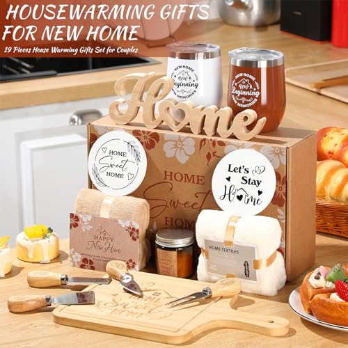 RimCereal Housewarming Gifts New House -19 Pcs Closing Gifts for Couple Friend Women Men Home Buyers, House Warming Basket for New Houses Apartment Kitchen Presents(Brown,Nature) - Image 3