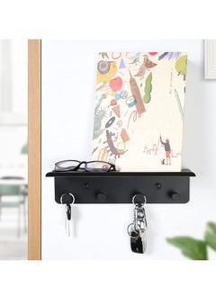 SYOSI Key Holder for Wall Decorative, Entryway Hallway Metal Organizer with 4 Hooks, Perfect, Foyer, Closet, mudroom, Kitchens, and More Black  - Image 3