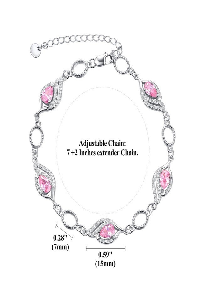 PRAYMOS October Birthstone Bracelets for Women Mom Mother's Grandma Sterling Silver Women's Bracelets Pear Shape Bracelet Pink Birthstone Jewelry Gifts… - Image 5