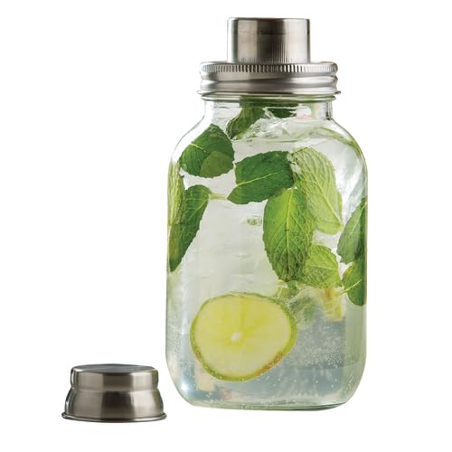 Tablecraft MJS14 Cash & Carry Mason Jar Cocktail Shaker, 14 oz., Dishwasher Safe, 18/8 Stainless Steel top, Glass - Image 4