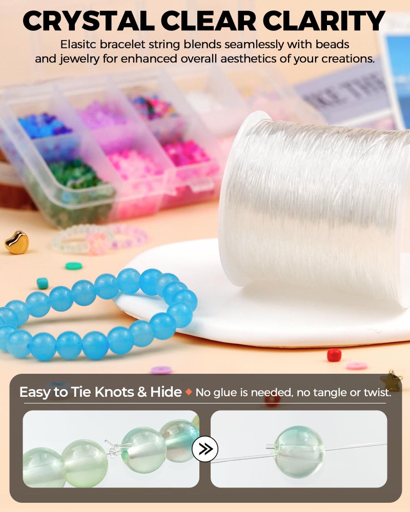 FIVEIZERO 2 Rolls FIVEIZERO Elastic Bracelets String Cord, 0.4/0.5/0.6/0.7/0.8/1mm Round Crystal Elastic String for Bracelets Necklace Beading & Jewelry Making, Total 218Yds Transparent Stretch Bead Cord Thread - Image 3