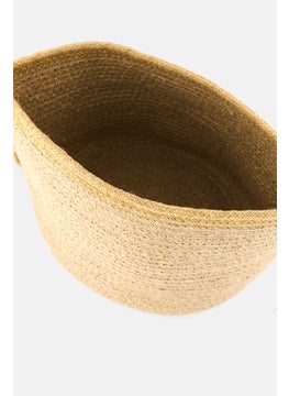 Muy Mucho Round Cotton Basket With Handle 23 Dia x 20 cm, Beige  - Image 3