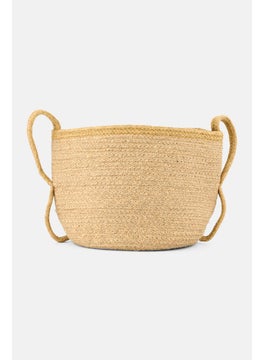 Muy Mucho Round Cotton Basket With Handle 23 Dia x 20 cm, Beige  - Image 1