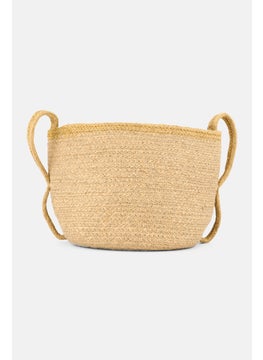 Muy Mucho Round Cotton Basket With Handle 23 Dia x 20 cm, Beige  - Image 2