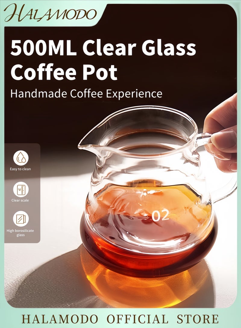 HALAMODO V60 Range Server Glass White 600ml Heat Resistant Glass Range Coffee Server | Pour Over Coffee Tea Server | Pot Carafe Hand Drip Coffee Jug Decanter |Transparent | Kettle Coffee Maker Teapot White 600ml - Image 1