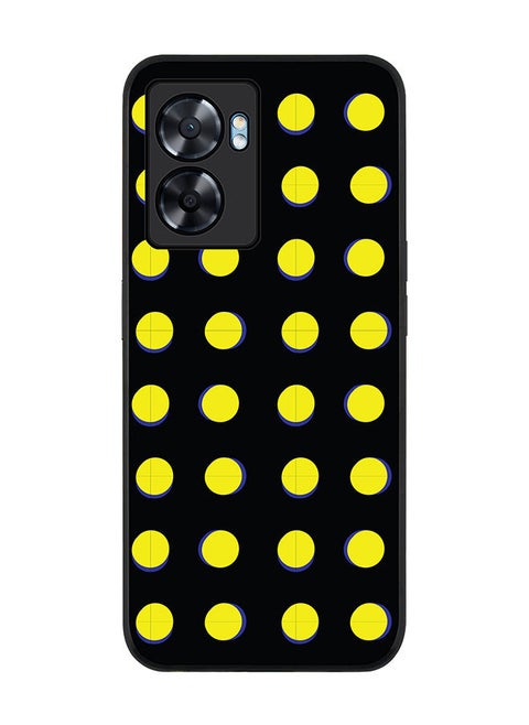 Rugged Black edge case for Oppo A57 Slim fit Soft Case Flexible Rubber Edges Anti Drop TPU Gel Thin Cover - Yellow Dots
