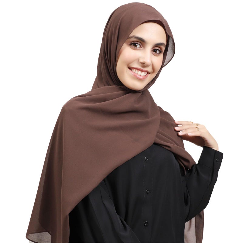 HURESON Instant Chiffon Hijab Set 3-in-1 Hijabs Scarf with Built-in Magnets and Undercap Head Wraps with Modal Cap (Coffee 2#) - Image 1