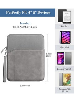 برو إليت جراب ProElite المصنوع من البوليستر للكمبيوتر اللوحي مقاس 6 إلى 8 بوصات لجهاز Amazon Kindle 6، وPaperwhite 6.8، وKindle Fire، وApple iPad Mini 6/5/4/3/2/1، وLenovo M9/M8، وSamsung Galaxy A9/A7 Lite Tablet، باللون الرمادي الداكن  - Image 2