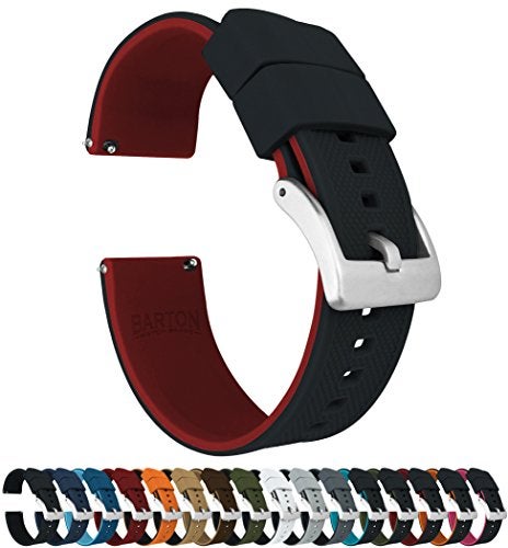 Barton Watch Bands Barton Elite Silicone Watch Band 22mm Black Crimson Red - Image 3