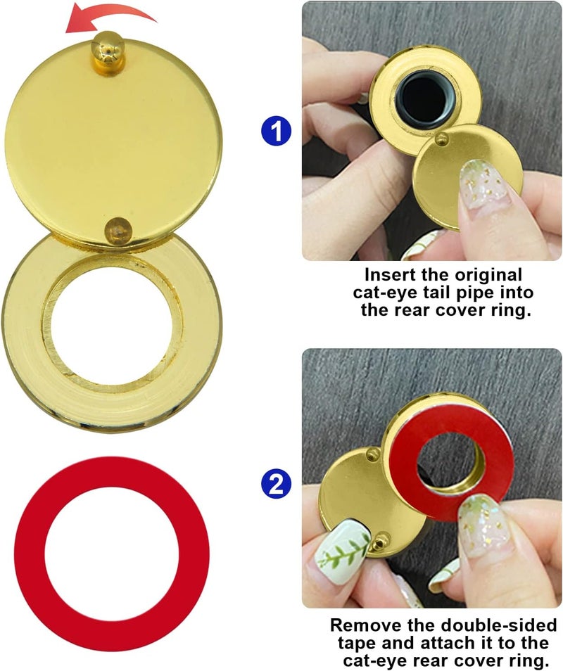 KIBBEH 1 Set Peephole Cover, Peep Hole Covers for Peep Holes for Door Viewers, Home Security Peephole Protector Us House, Family, with Matching Self-Adhesive Installation Tools, Simple and Fast（Gold） - Image 3