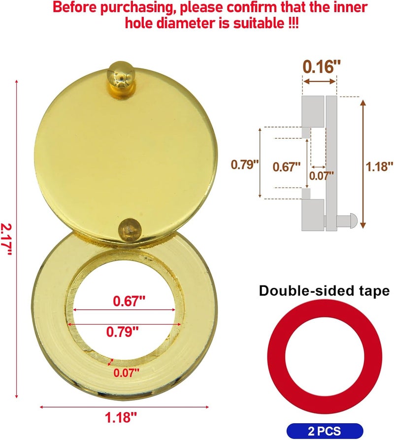 KIBBEH 1 Set Peephole Cover, Peep Hole Covers for Peep Holes for Door Viewers, Home Security Peephole Protector Us House, Family, with Matching Self-Adhesive Installation Tools, Simple and Fast（Gold） - Image 2