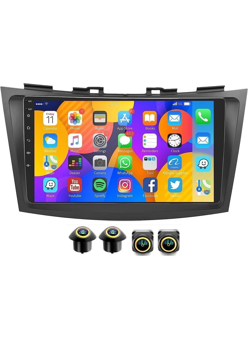 SHEZA STAR Android Car Stereo for Suzuki Swift 2011-2017 4GB RAM 64GB ROM Support Carplay, M-Link Wi-Fi BT, Radio GPS, 9 Inch IPS.QLED, Screen with 360D Camera Included - Image 1