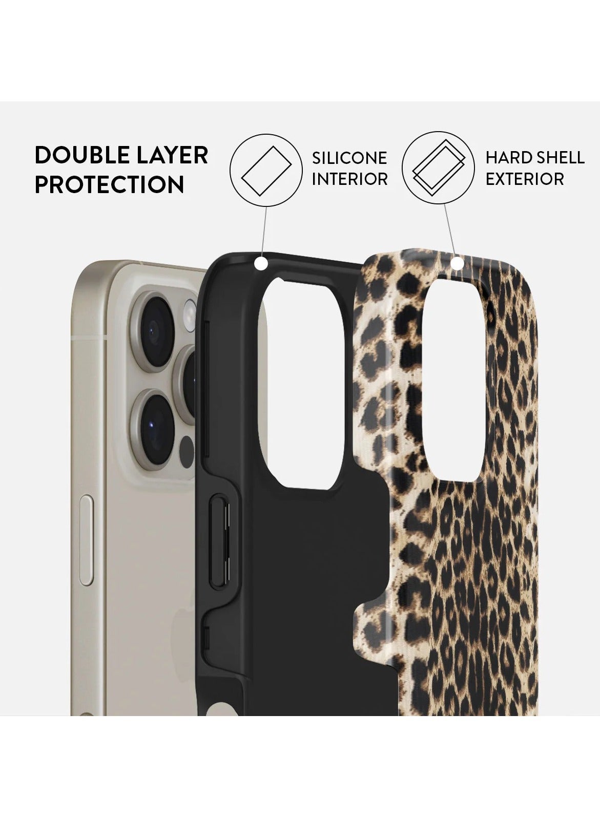 Burga leopard print iPhone 16 Pro Max Case – 2-Piece Hard Shell +