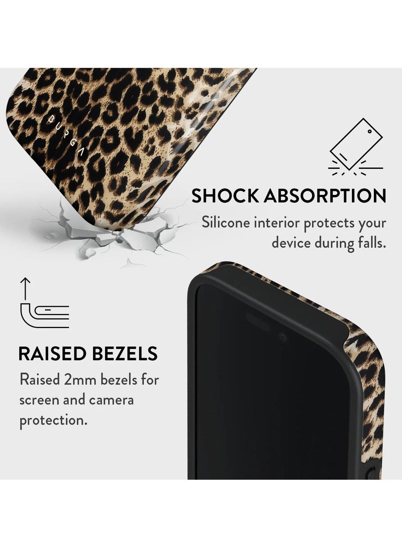 BURGA iPhone 16 Pro Max Case – 2-Piece Hard Shell + TPU Silicone Interior, Shock Absorption, Raised Bezel, All Port Access, Never-Fading HQ Print – “Player” Leopard Print Design - Image 4