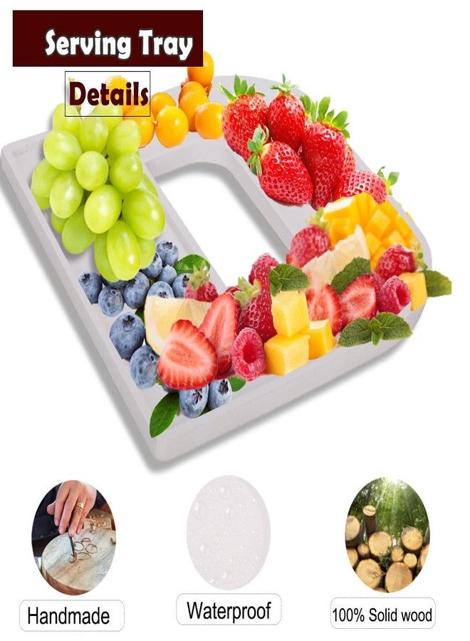 MRPAPA Grad Fillable Charcuterie Boards 4PCS Letter 12Inch White Serving Tray 2025 Graduation Wood Platter Decorative Snack Dish Plates for Graduation Party Decorations Supplies (White-4PCS) - Image 2