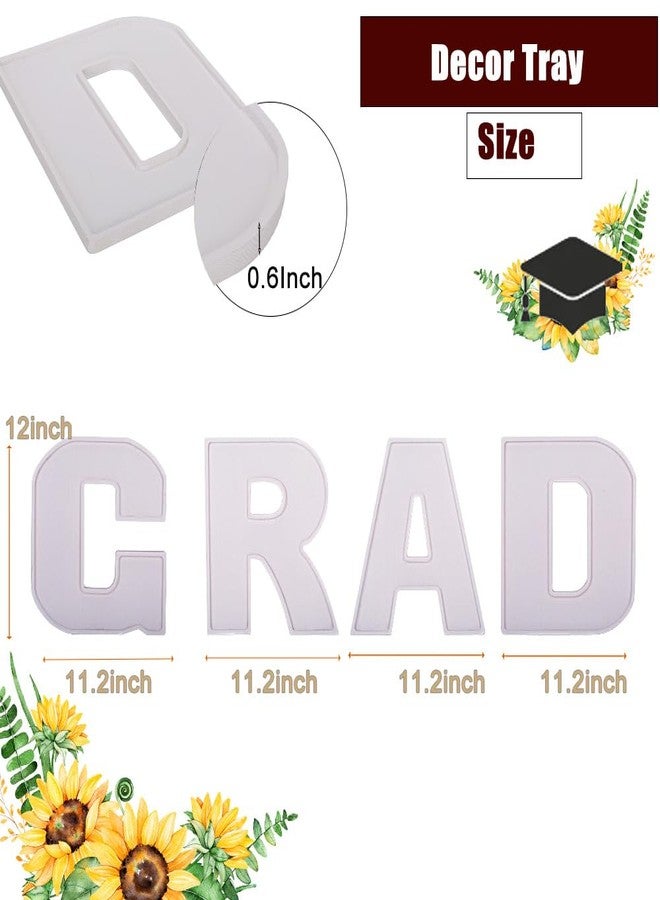 MRPAPA Grad Fillable Charcuterie Boards 4PCS Letter 12Inch White Serving Tray 2025 Graduation Wood Platter Decorative Snack Dish Plates for Graduation Party Decorations Supplies (White-4PCS) - Image 3