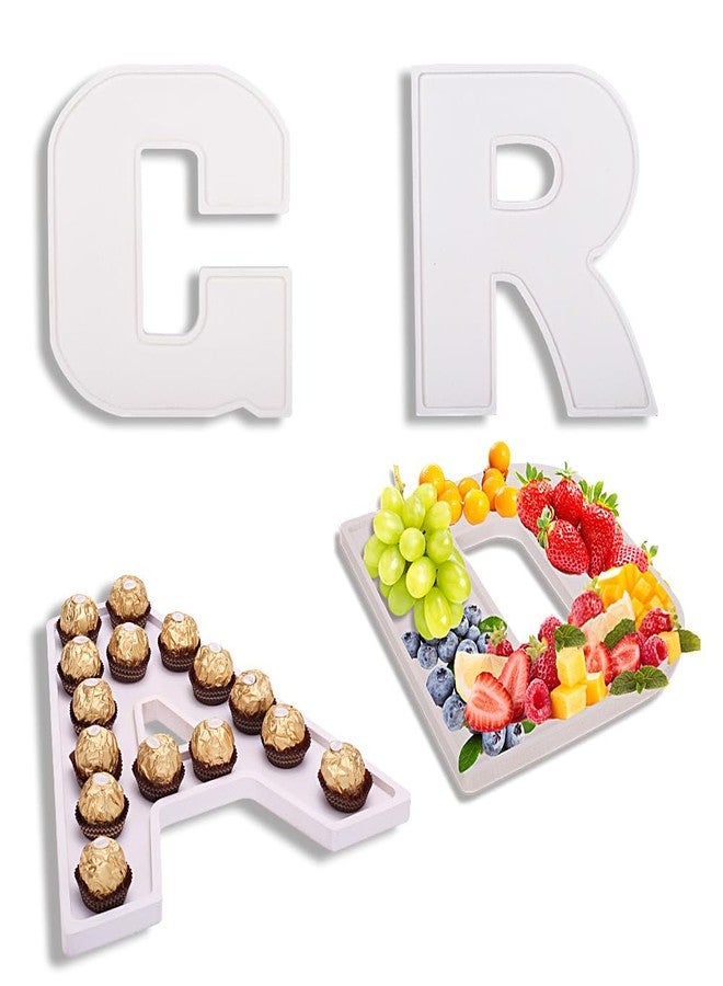 MRPAPA Grad Fillable Charcuterie Boards 4PCS Letter 12Inch White Serving Tray 2025 Graduation Wood Platter Decorative Snack Dish Plates for Graduation Party Decorations Supplies (White-4PCS) - Image 1