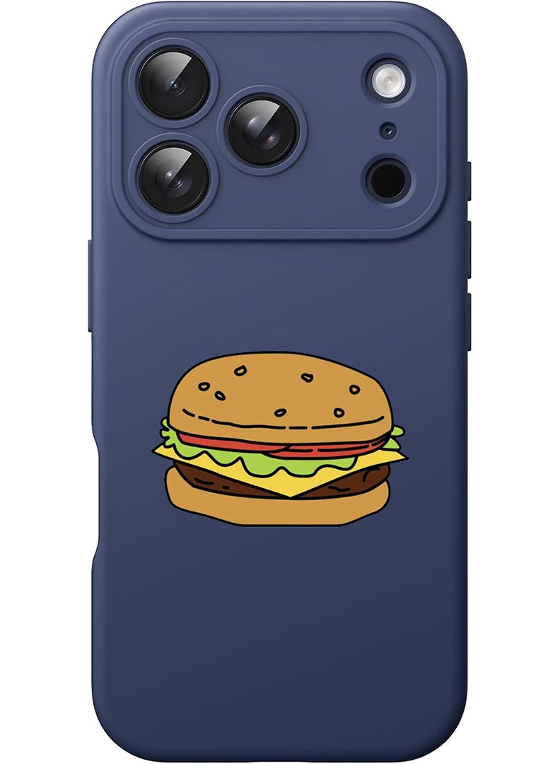 Theodor Protective Slim Fit Case Liquid Silicone Cover with Full Body Protection Anti-Scratch Shockproof Case For Apple iPhone 17 Pro Max (Blue) Burger - Image 1